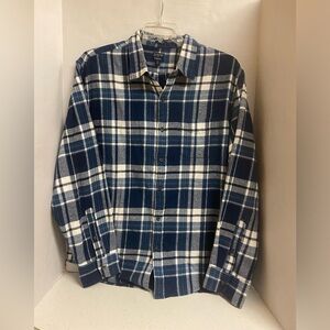 J. Crew Classic  Navy and Cream Plaid Flannel Shirt Size XL